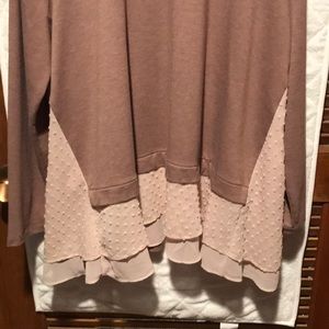 LOGO Cardigan with Layered Swiss Dot Hem - Large